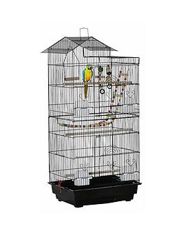 Product photograph of Pawhut Bird Cage For Budgies Finches Canaries With Accessories Toys Tray And Handle Black from very.co.uk