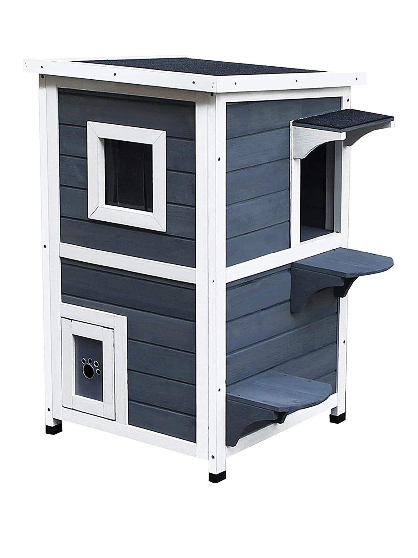 undefined Outdoor Solid Wood 2-Floor Cat Condo/Pet House
