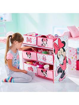 Product photograph of Minnie Mouse Kids Bedroom Toy Storage Unit With 6 Fabric Storage Boxes from very.co.uk