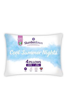 Slumberdown Cool Summer Nights Pack Of 4 Pillows  Firm Support - White
