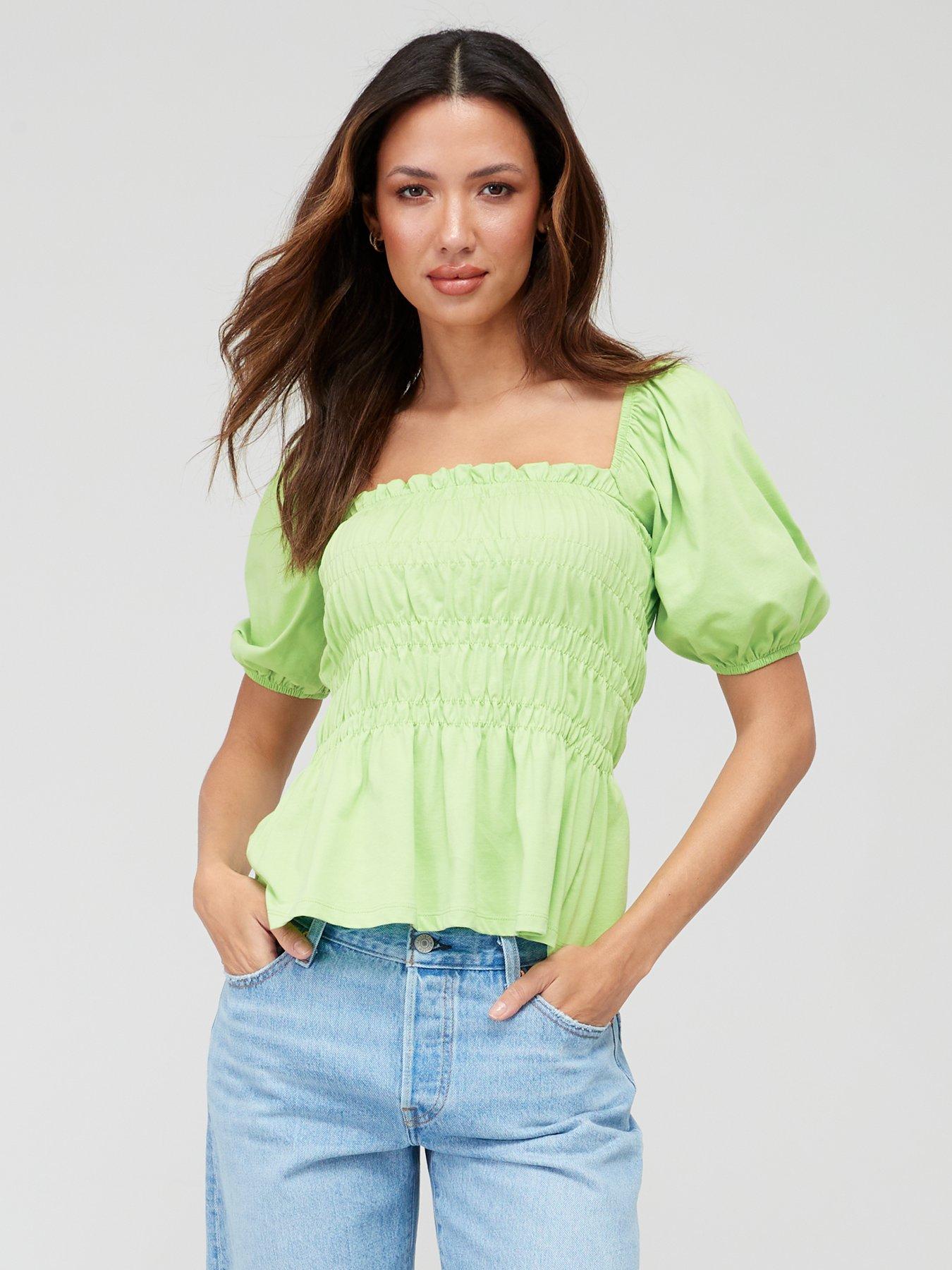 V by Very Frill Sleeve Peplum Top - Pink