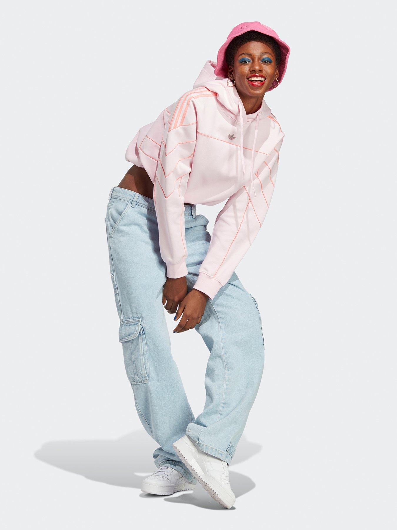 Adidas cropped hoodie pink online