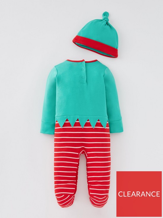 back image of mini-v-by-very-unisex-elf-sleepsuit-and-hat-set-green