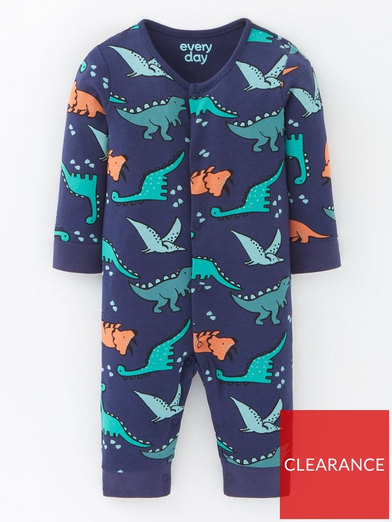 front image of everyday-baby-boys-dino-all-over-print-romper