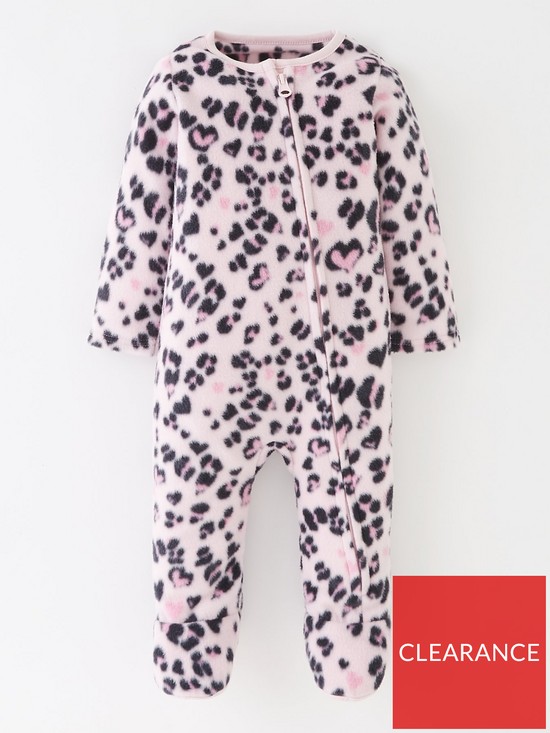 front image of mini-v-by-very-baby-girls-leopard-print-fleece-sleepsuit-pink