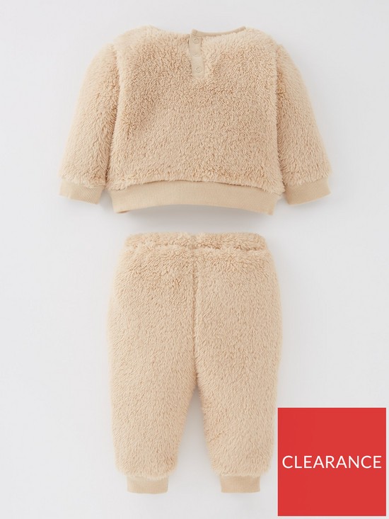 back image of mini-v-by-very-baby-unisex-reindeer-teddy-fleece-jog-set-beige