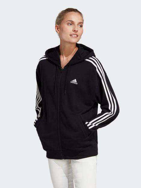 adidas-sportswear-essentials-3-stripes-french-terry-oversized-full-zip-hoodie-blackwhite