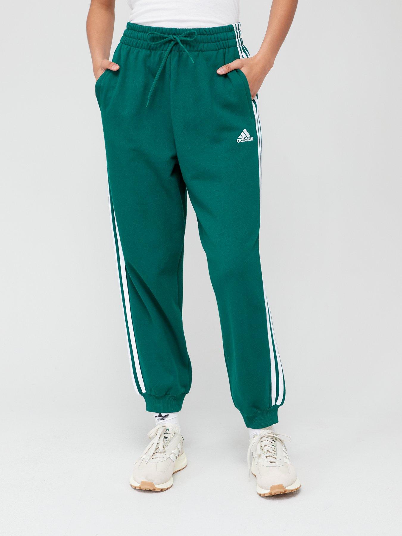 Adidas tracksuit hotsell bottoms green stripe