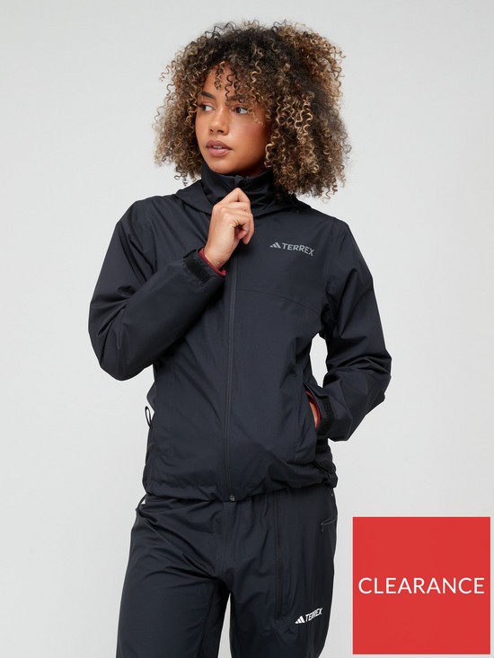 front image of adidas-terrex-womens-multi-rain-rdy-2-layer-rain-jacket-black