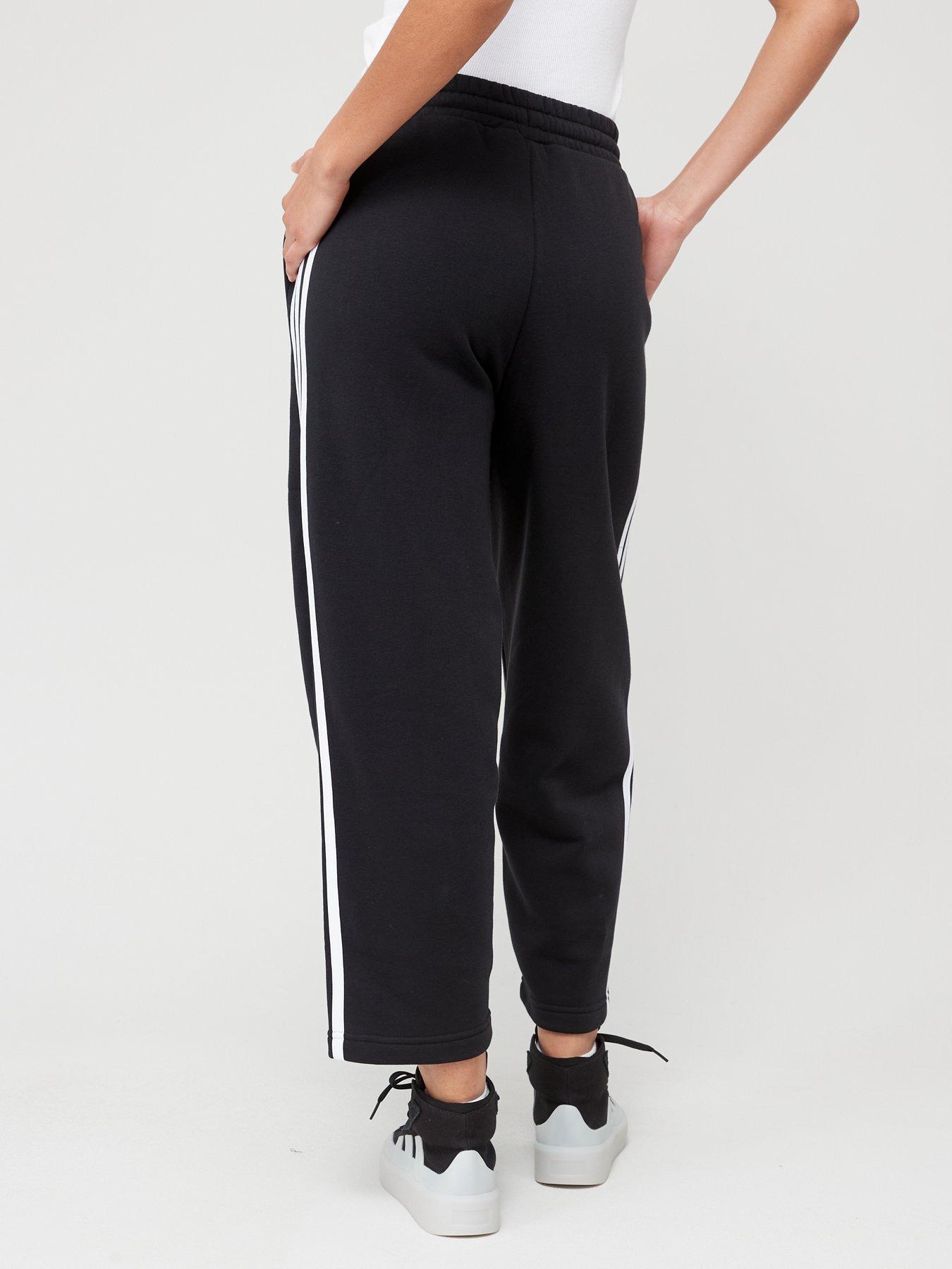 adidas Sportswear Essentials 3-stripes Open Hem Fleece Joggers -  Black/White | very.co.uk