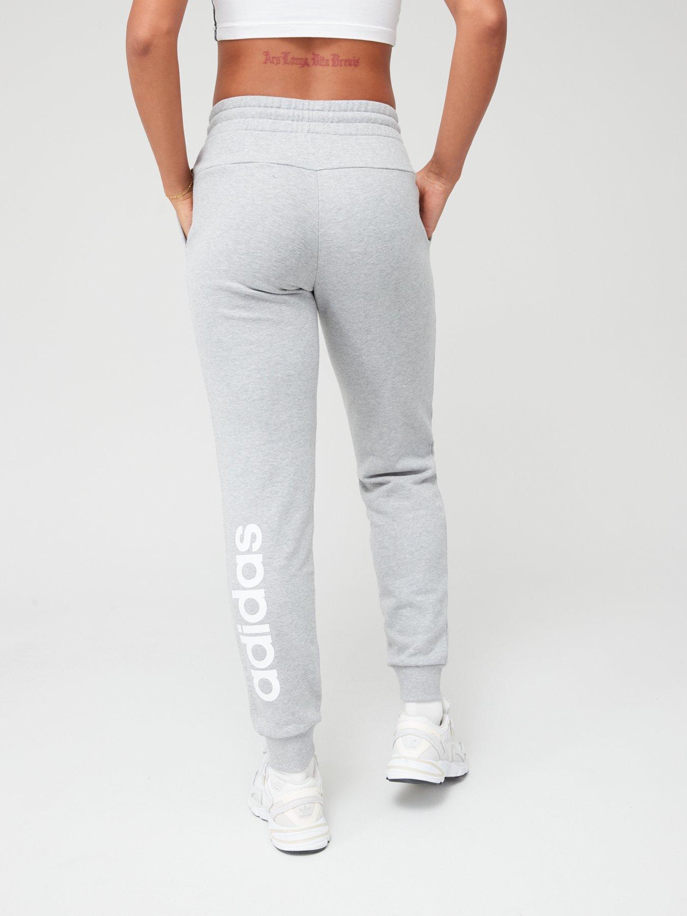 adidas Sportswear Essentials Linear French Terry Cuffed Joggers -  Grey/White