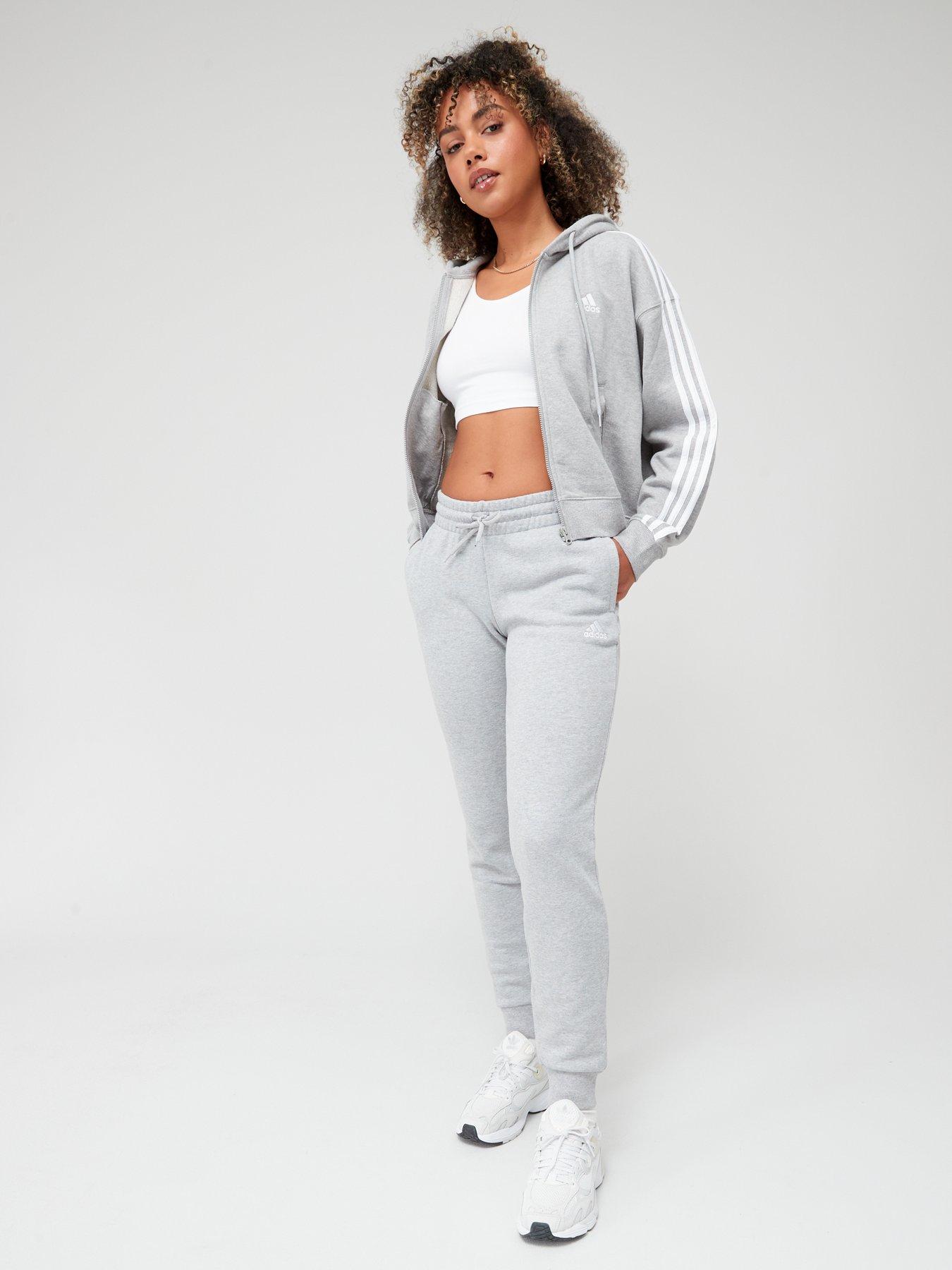 adidas Sportswear Essentials Linear French Terry Cuffed Joggers -  Grey/White