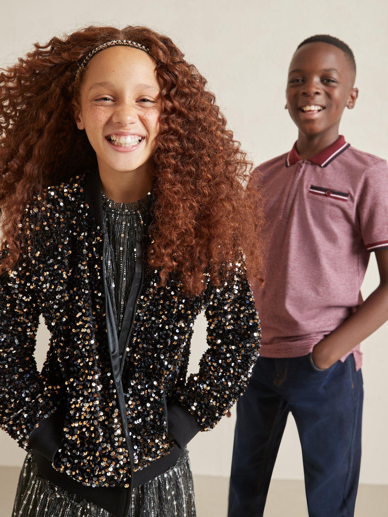 Girls sequin clearance bomber