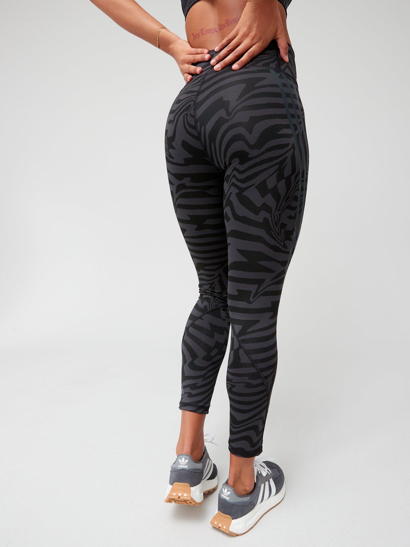 Image 2 of 6 of adidas Women's Performance Optime Trainicons Jacquard 3-stripes Leggings - GREY