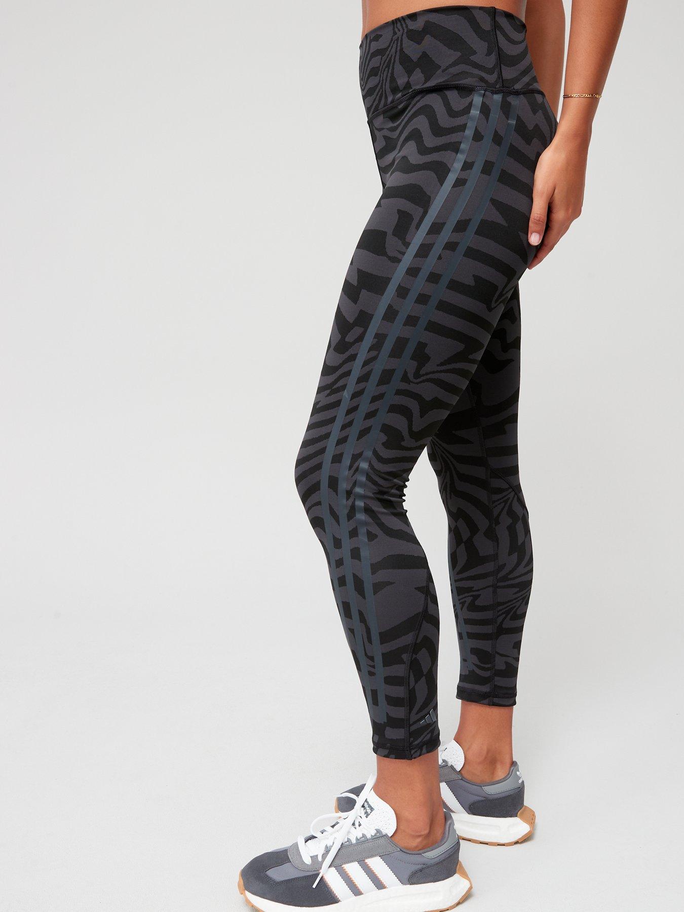 Image 5 of 6 of adidas Women's Performance Optime Trainicons Jacquard 3-stripes Leggings - GREY