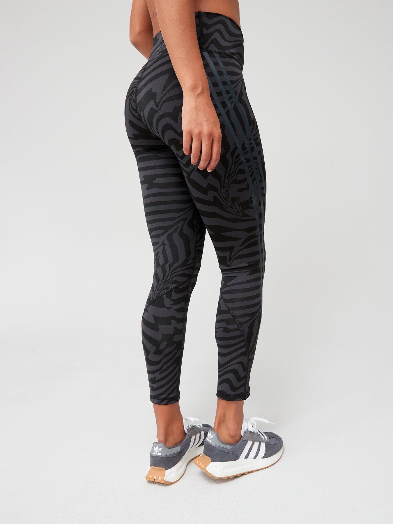Image 6 of 6 of adidas Women's Performance Optime Trainicons Jacquard 3-stripes Leggings - GREY