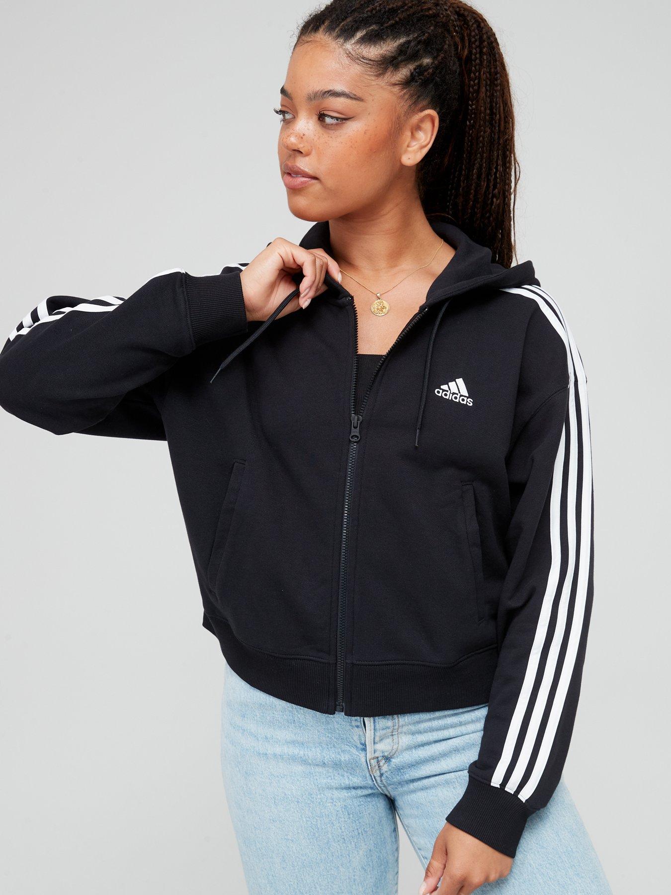 Womens black outlet adidas zip hoodie