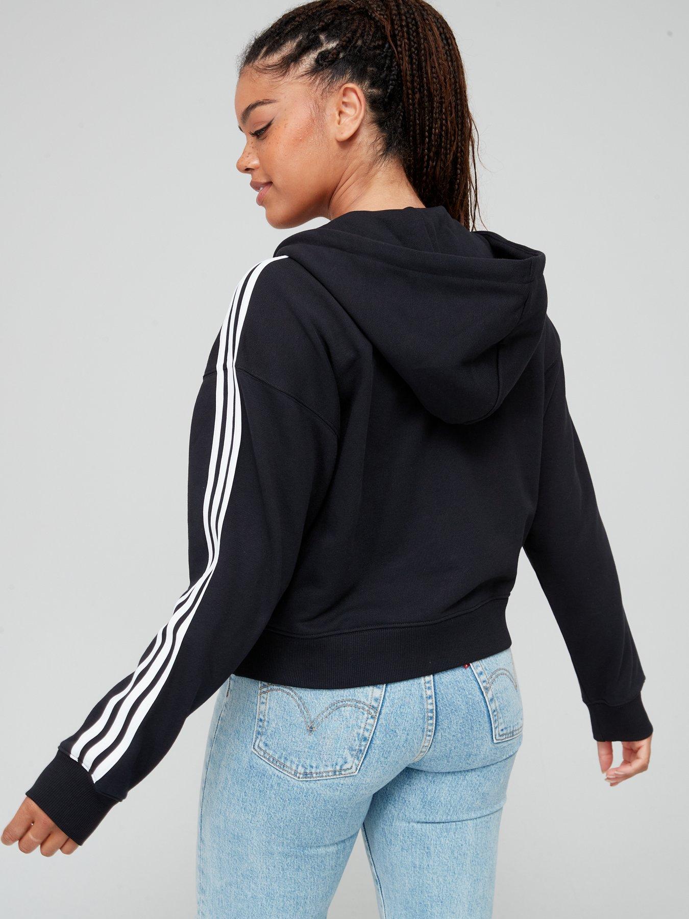 adidas Essentials Linear Full-Zip French Terry Hoodie - Black, Women's  Lifestyle