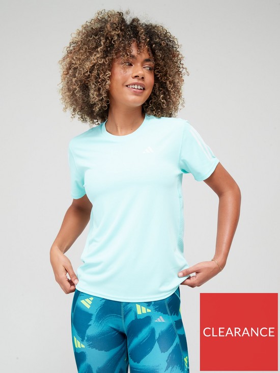 front image of adidas-performance-own-the-run-t-shirt-blue
