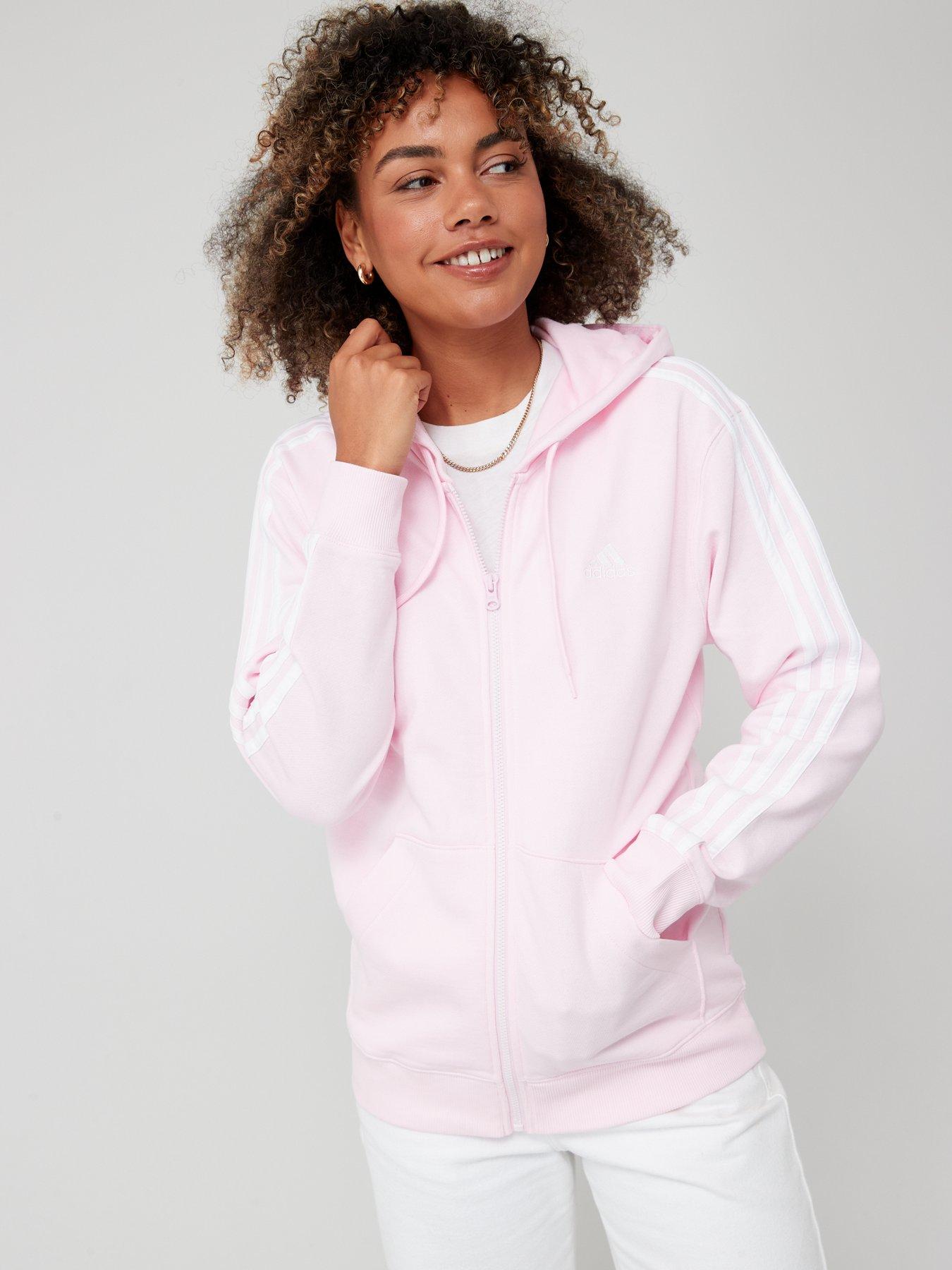 Adidas zip up hot sale hoodie womens pink