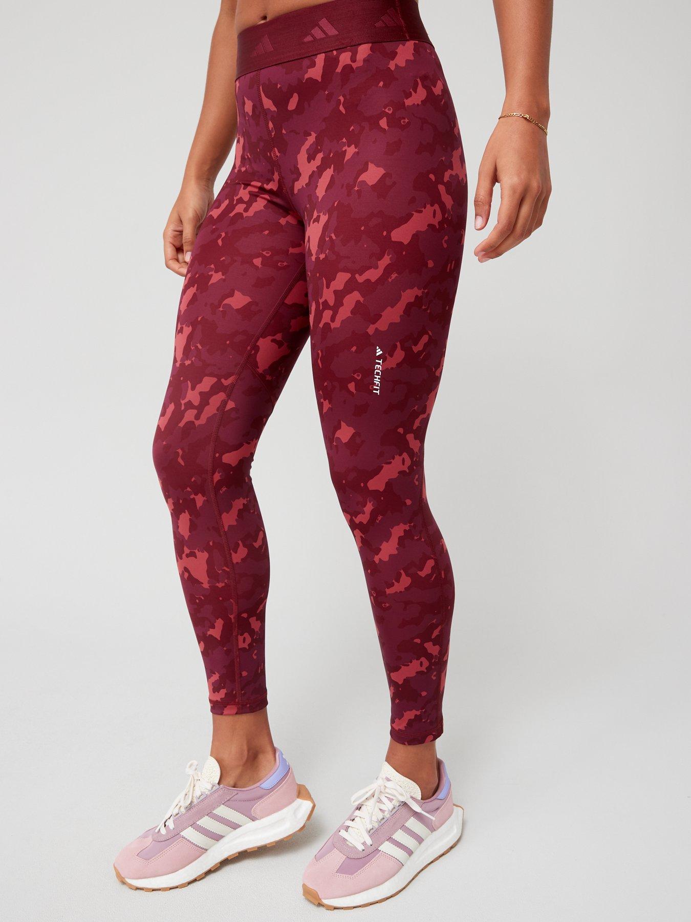 adidas Womens Performance Techfit Camo 7/8 Leggings - Red