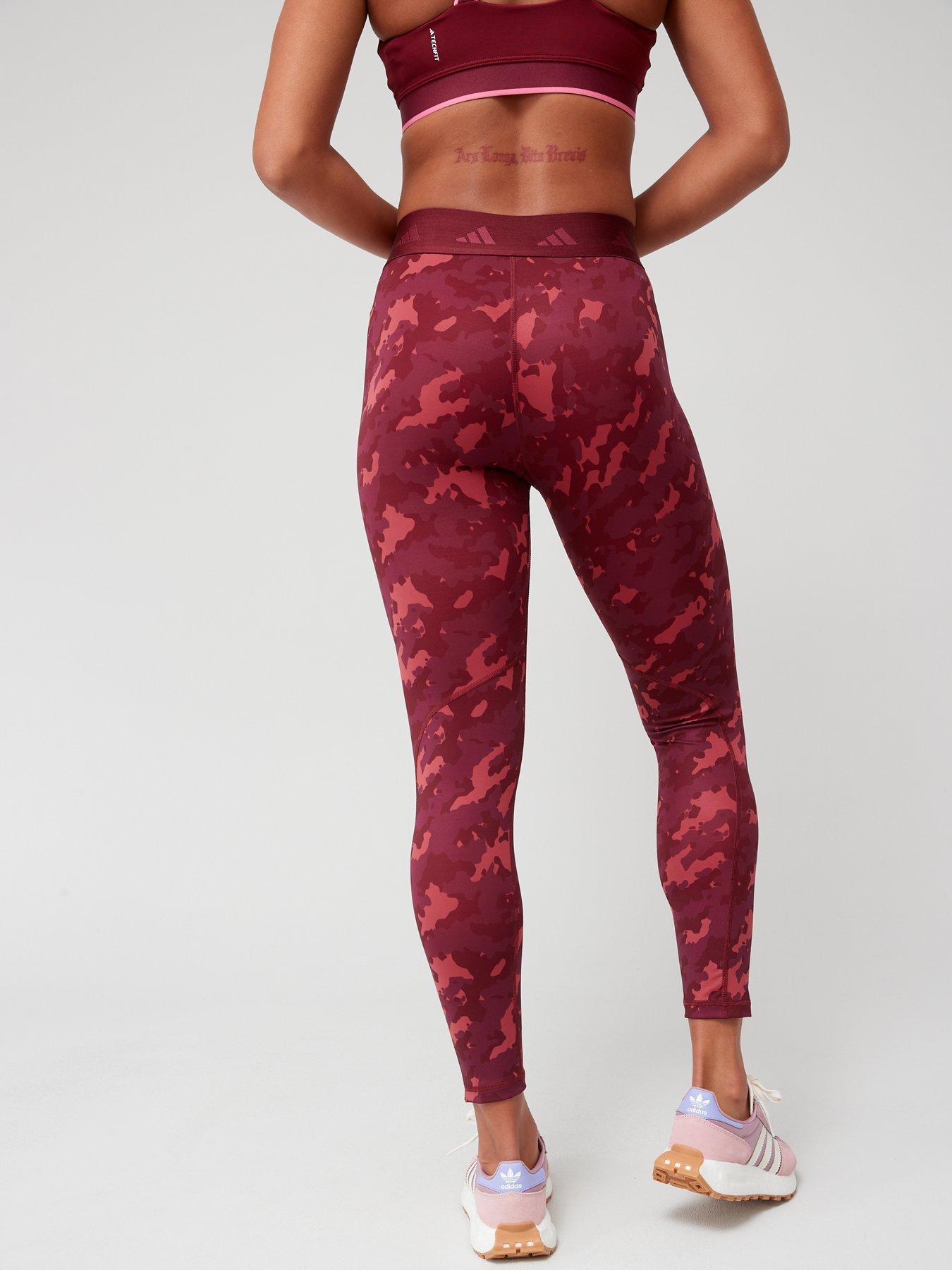 adidas Womens Performance Techfit Camo 7/8 Leggings - Red