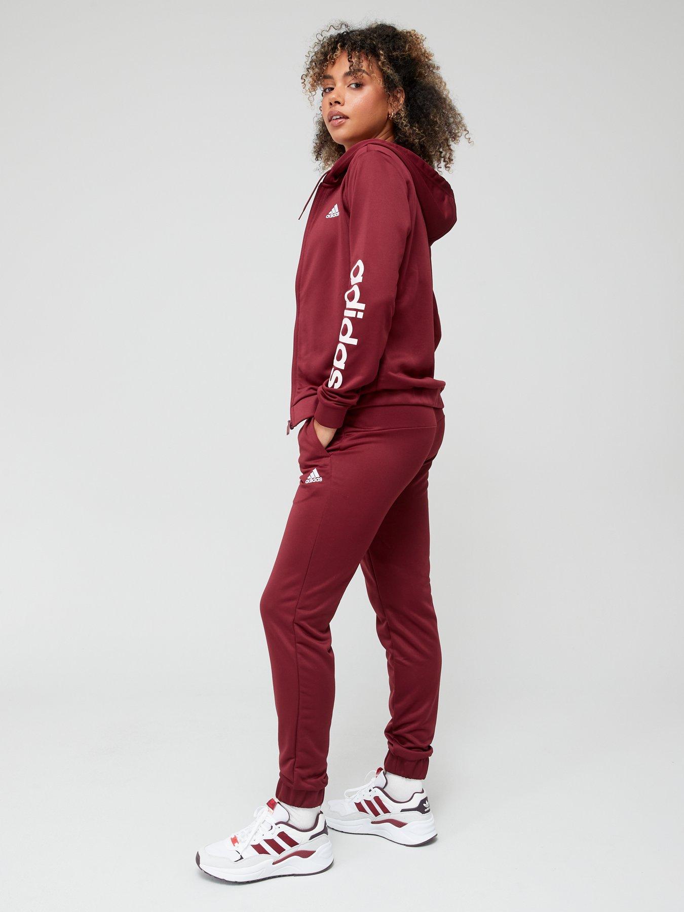 Adidas burgundy tracksuit womens best sale