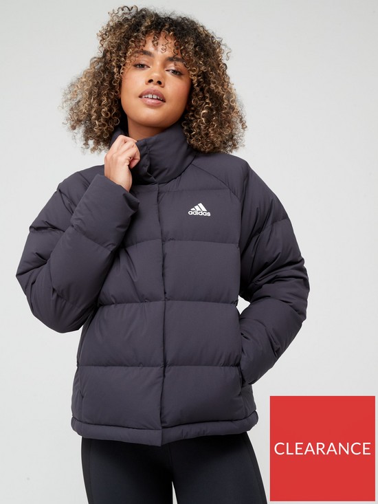front image of adidas-sportswear-helionic-relaxed-down-jacket-black
