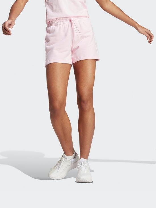 front image of adidas-sportswear-womens-linear-shorts-pink