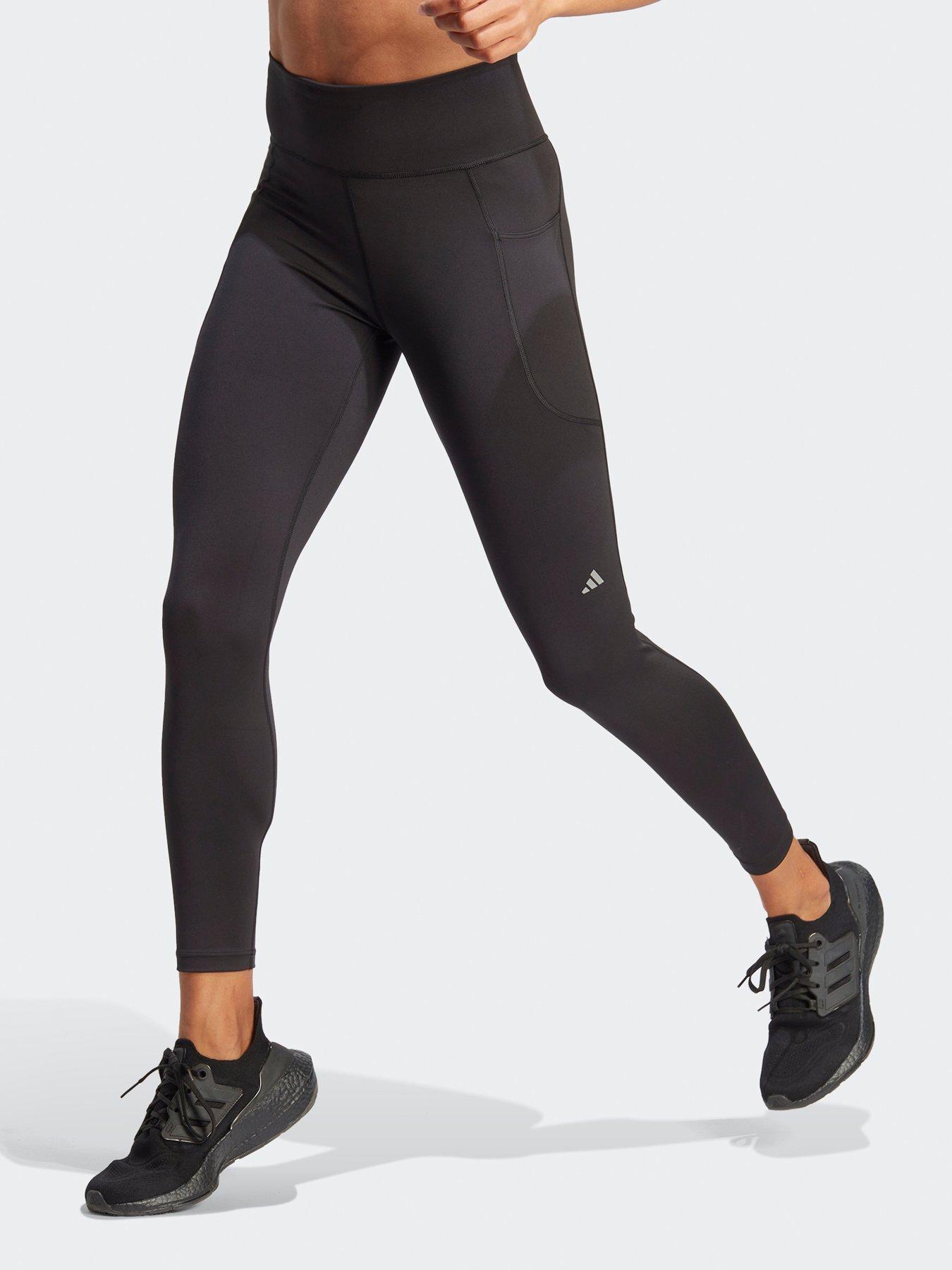 womens adidas climalite leggings size m black full length running fitness  euc