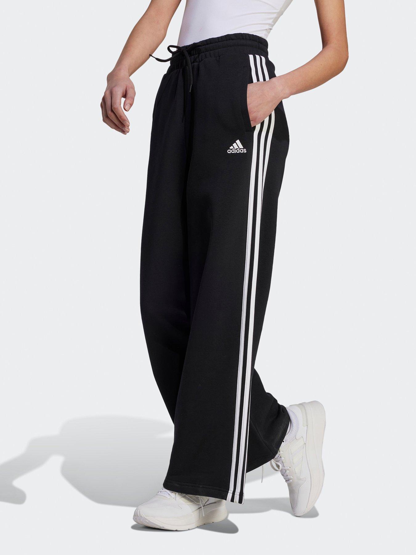 adidas Sportswear Womens 3 Stripe Wide Leg Pants - Black/White