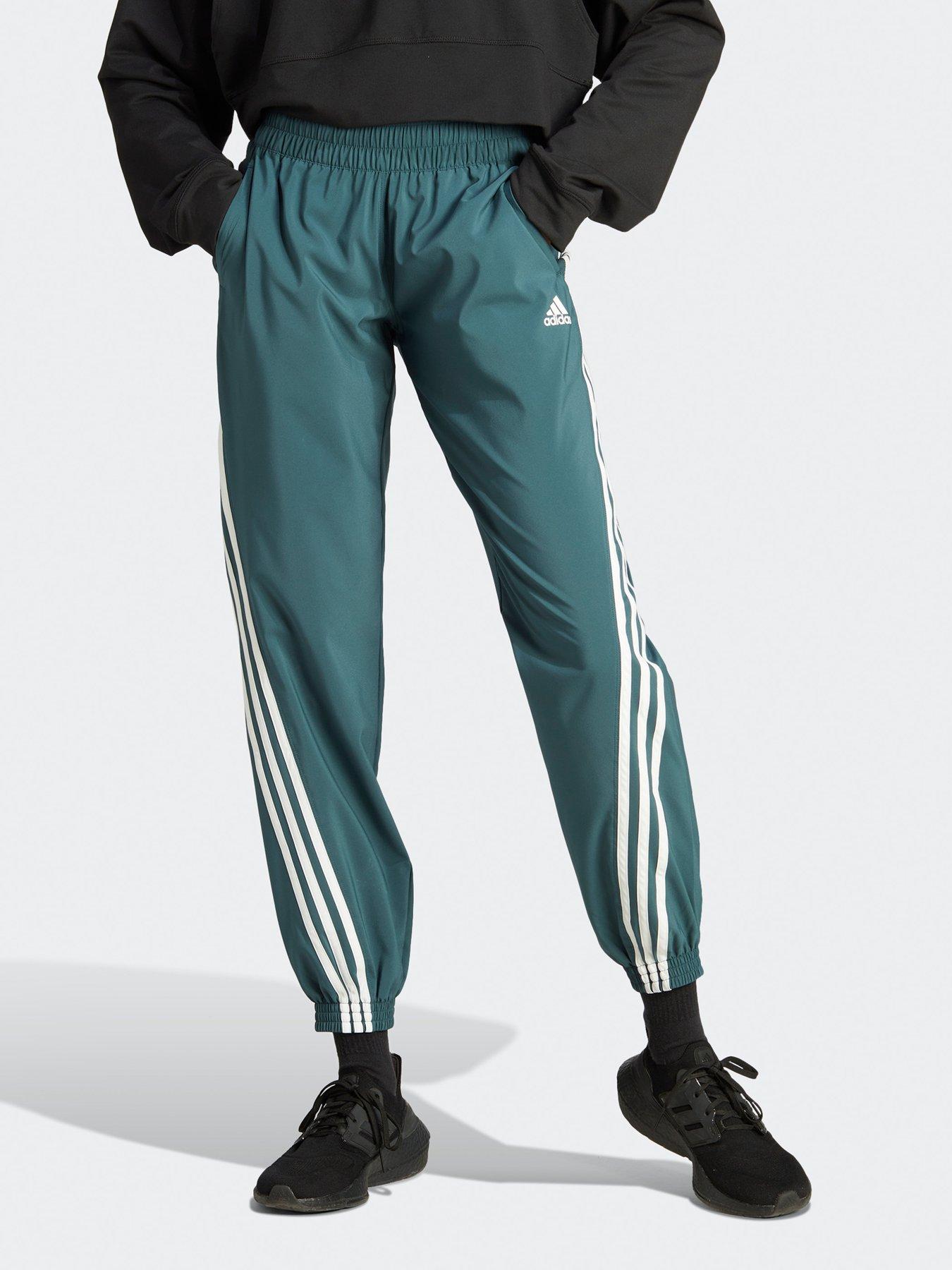 Adidas 3 stripe joggers green sale