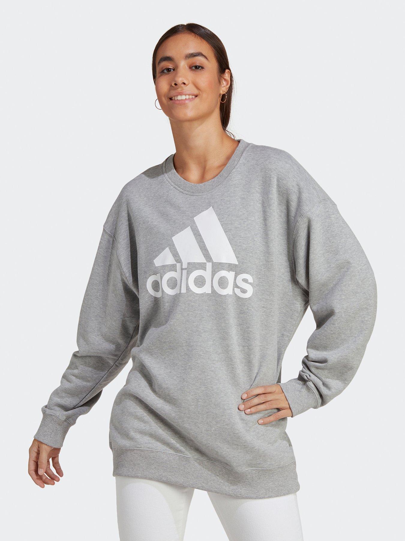 adidas Sportswear Essentials Big Logo Oversized French Terry Sweatshirt -  Grey/White | very.co.uk