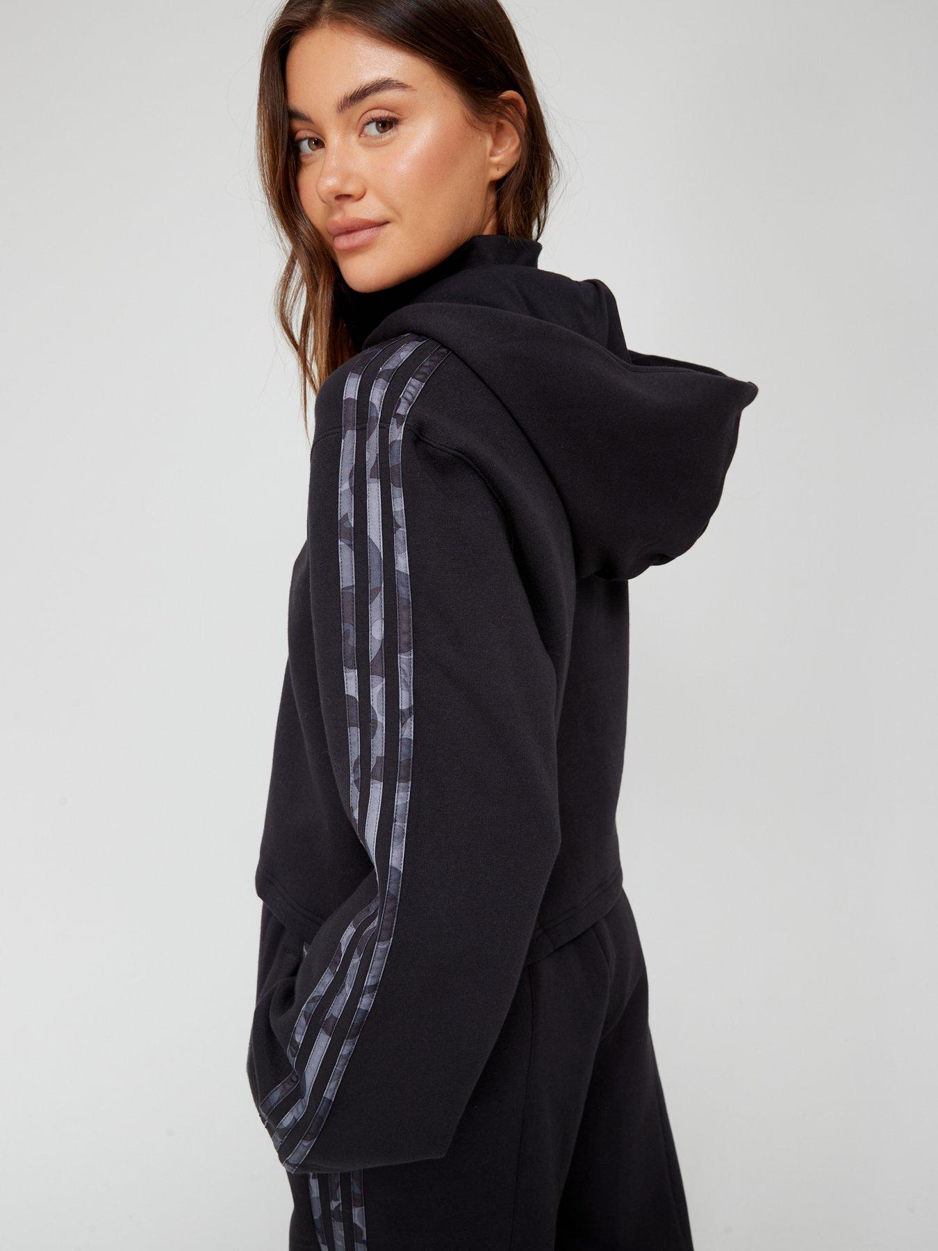 adidas Sportswear Floral Graphic 3-stripes Fleece Hoodie - Black