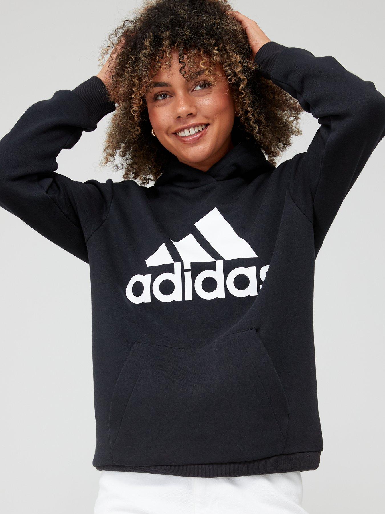 adidas Sportswear Womens Big Logo Overhead Hoodie Black White Very