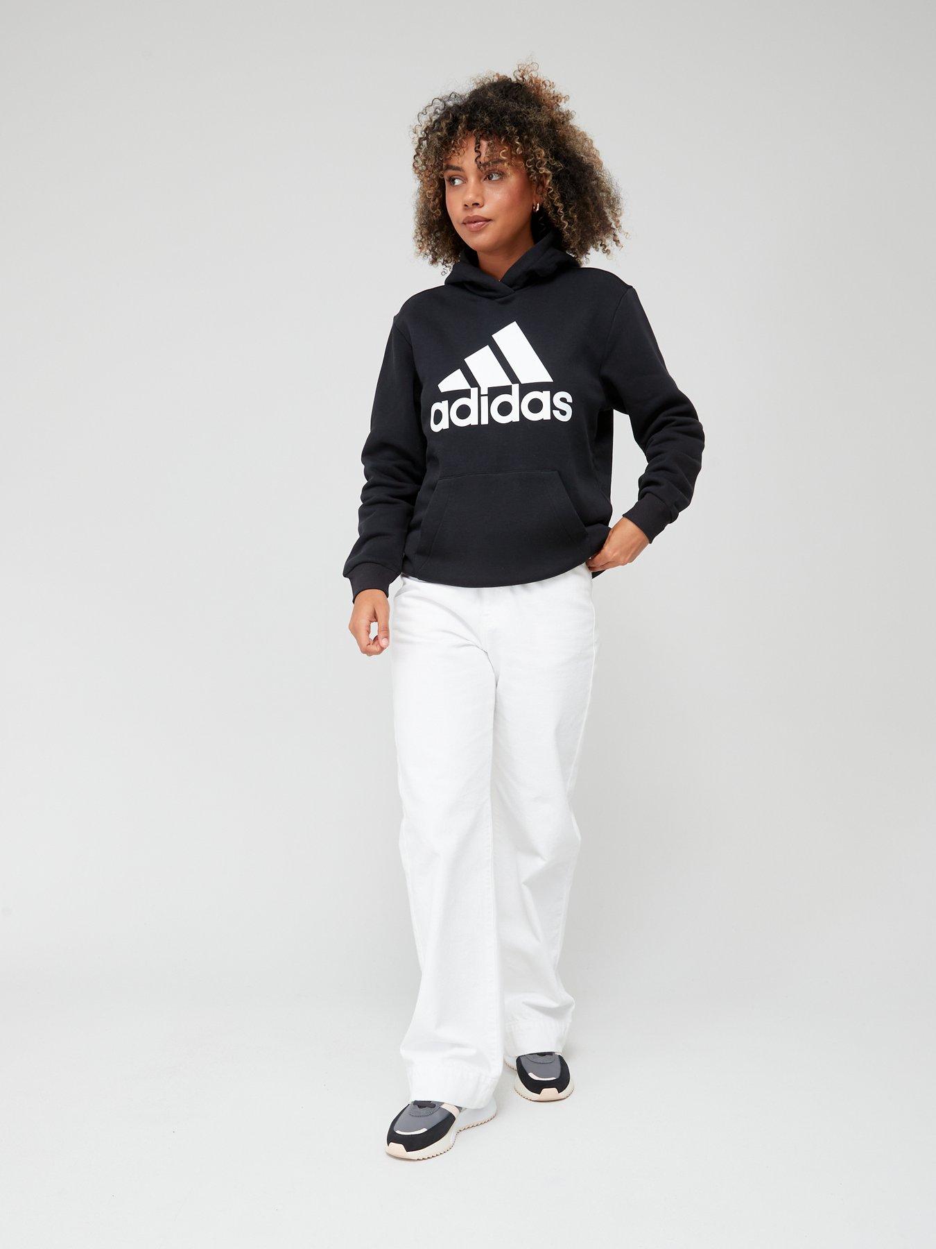 adidas Sportswear Womens Big Logo Overhead Hoodie Black White Very