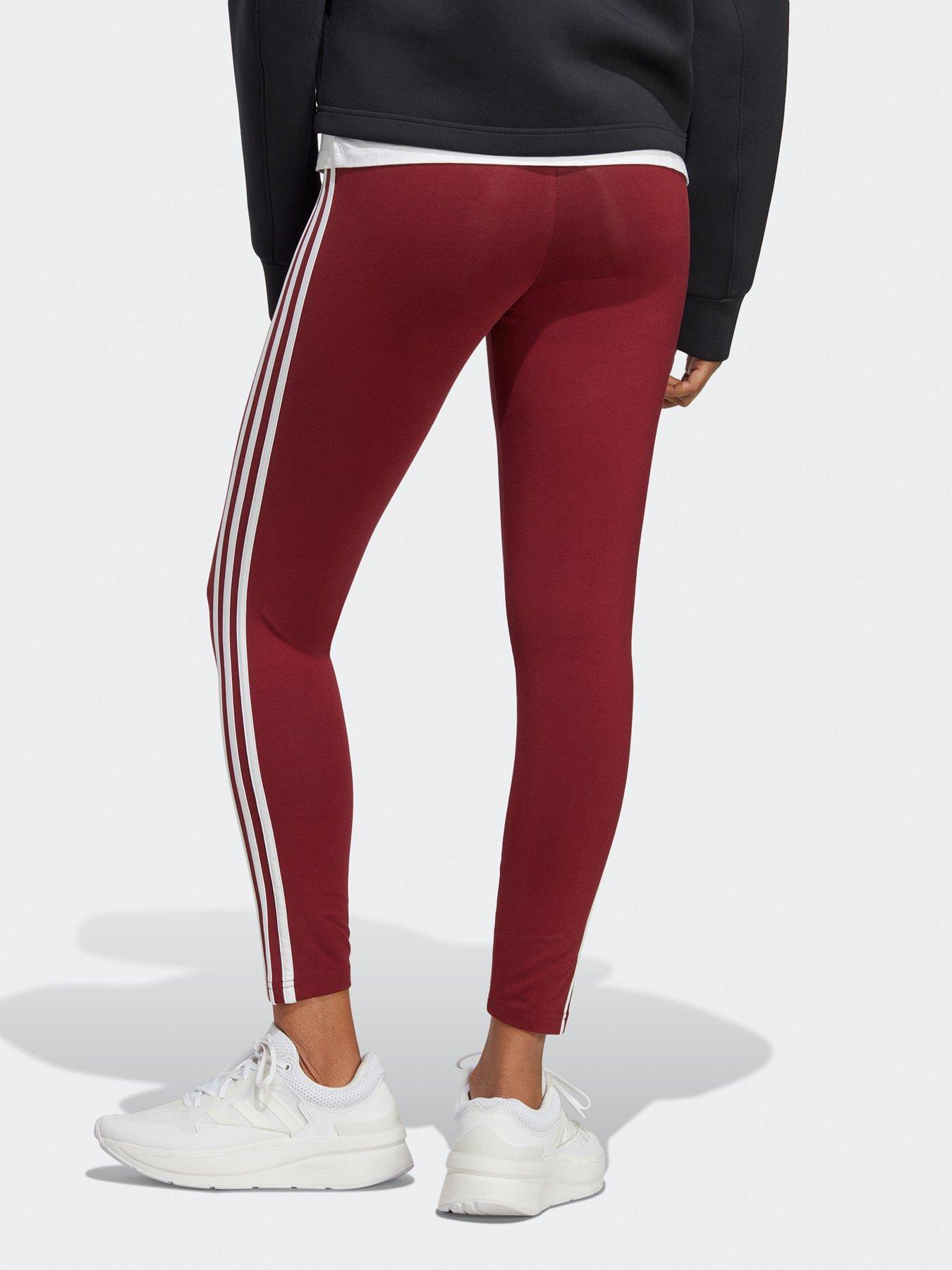 adidas Sportswear Womens Essentials 3 Stripe High-waisted Leggings - Dark  Red