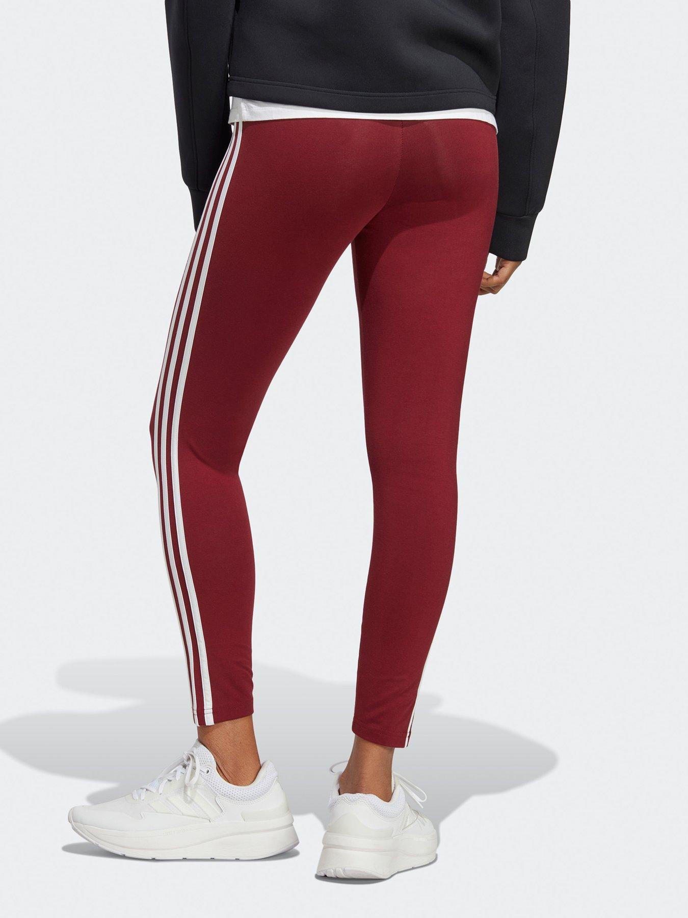 Adidas leggings 3 stripes red clearance