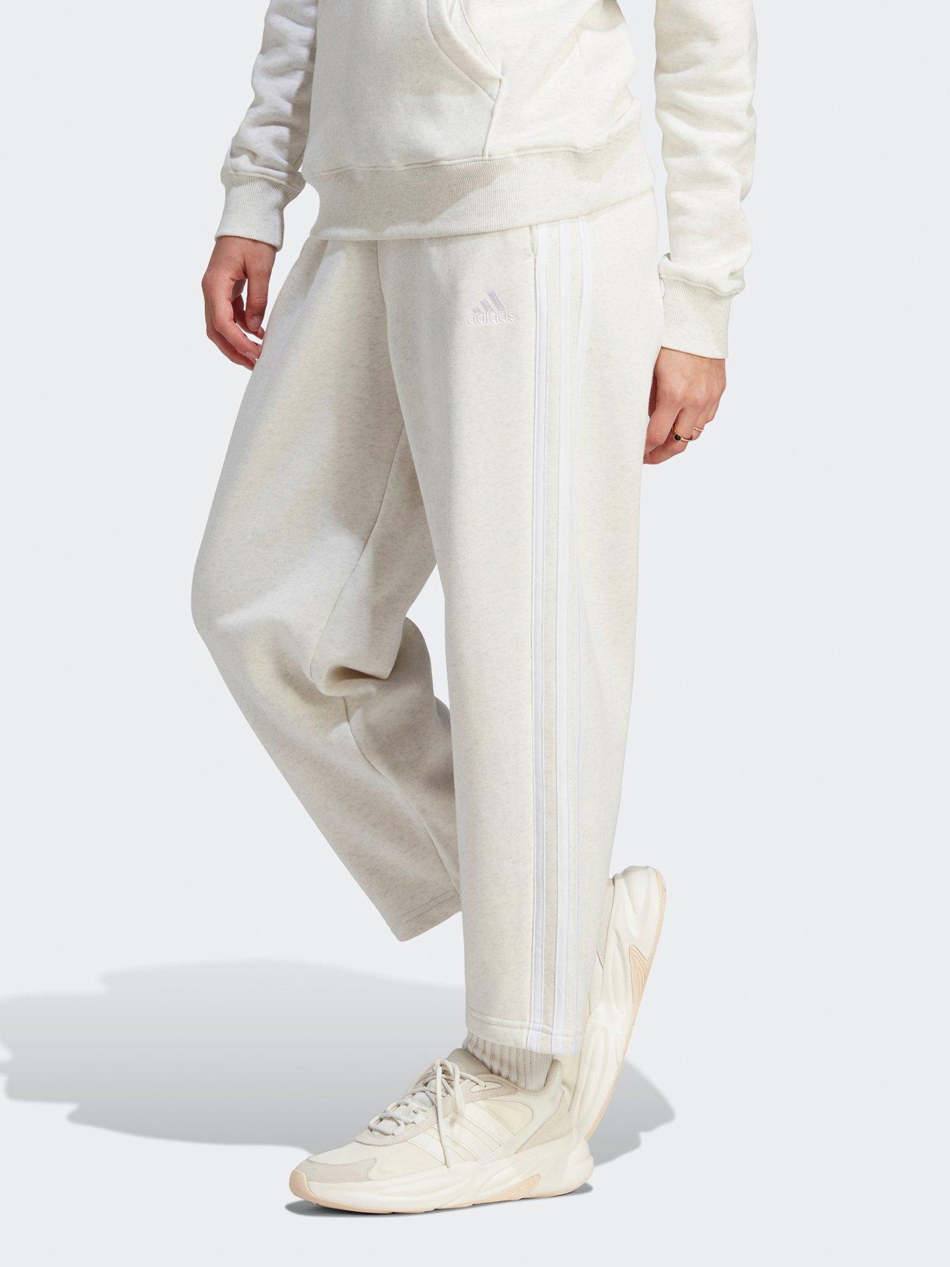 adidas Sportswear Essentials 3-stripes Open Hem Fleece Joggers - Off White  | very.co.uk