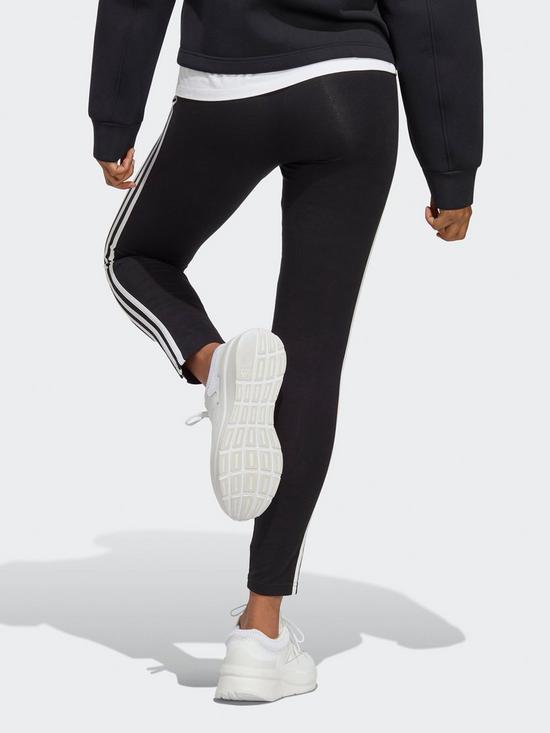 stillFront image of adidas-sportswear-womens-high-waisted-3-stripe-leggings-blackwhite