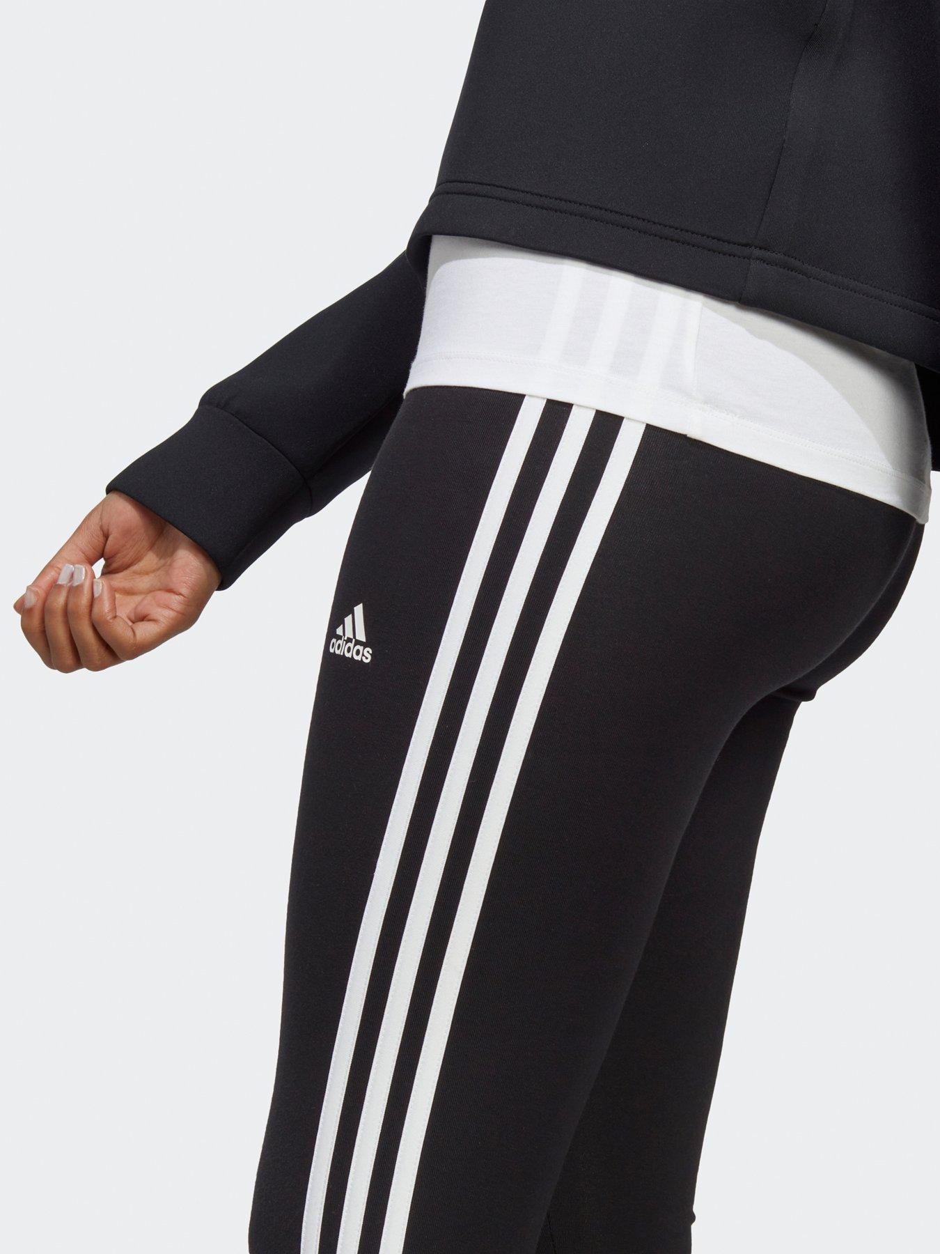 Adidas black leggings white stripes best sale