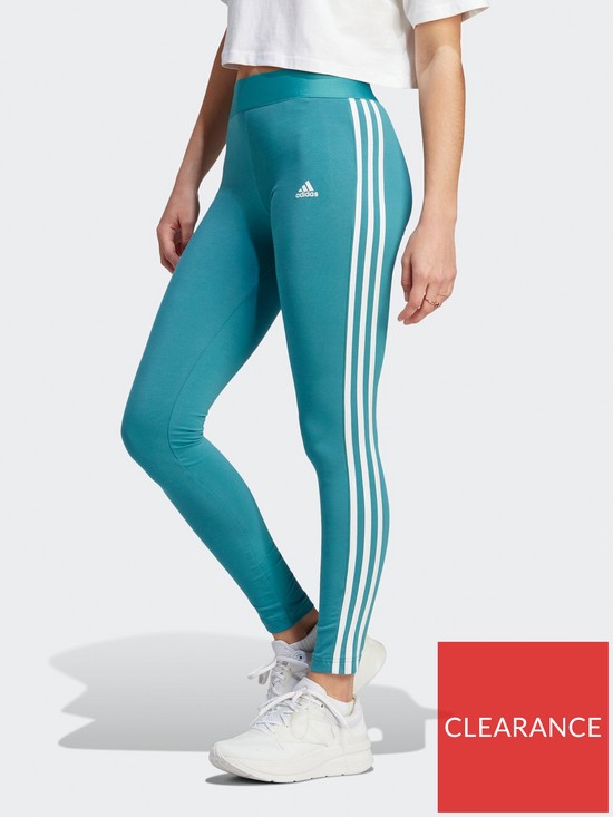 front image of adidas-sportswear-womens-sportswear-3-stripes-leggings-blue