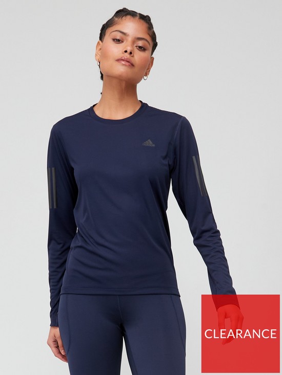 front image of adidas-performance-own-the-run-long-sleeve-top-navy