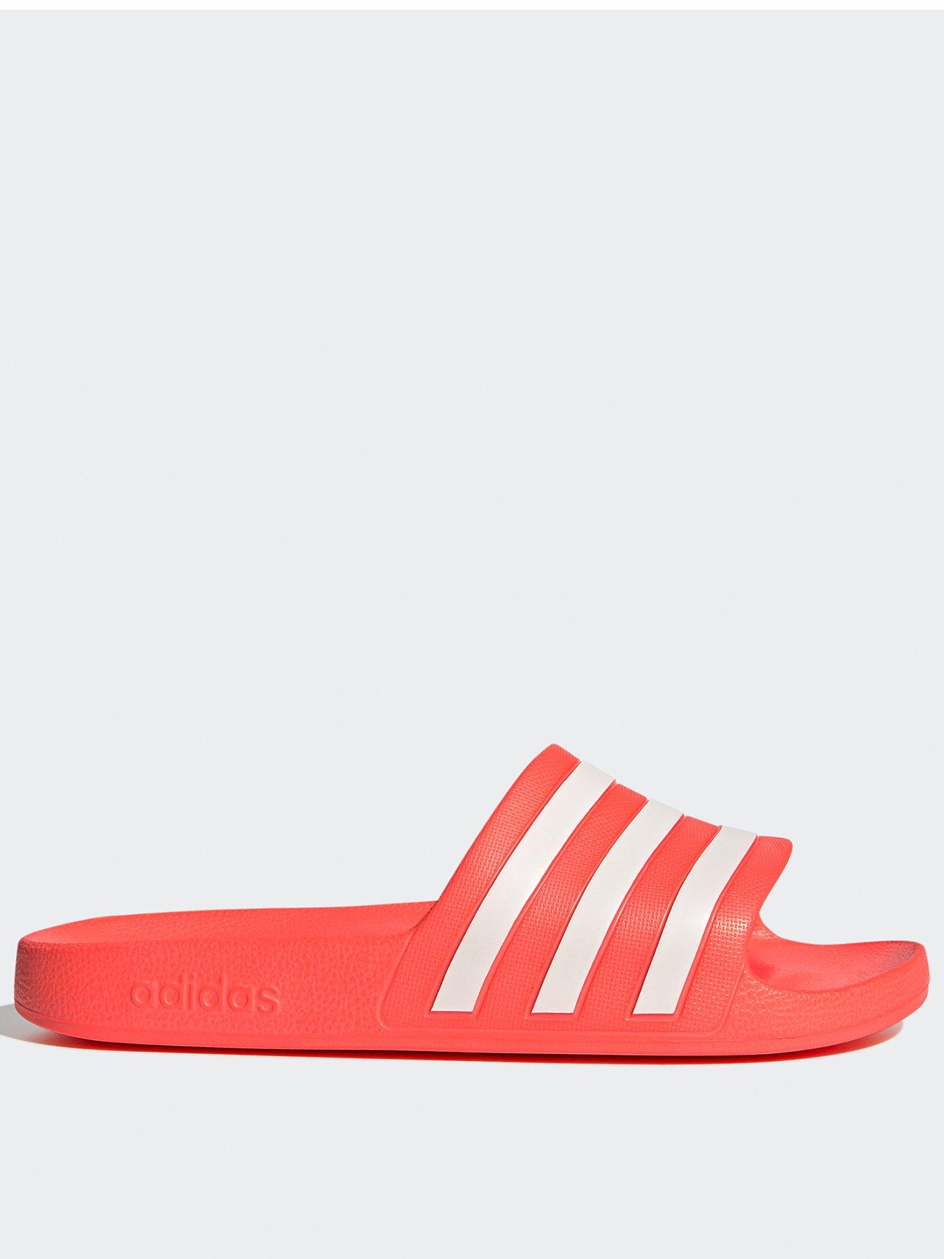 Pink and cheap white adidas sliders