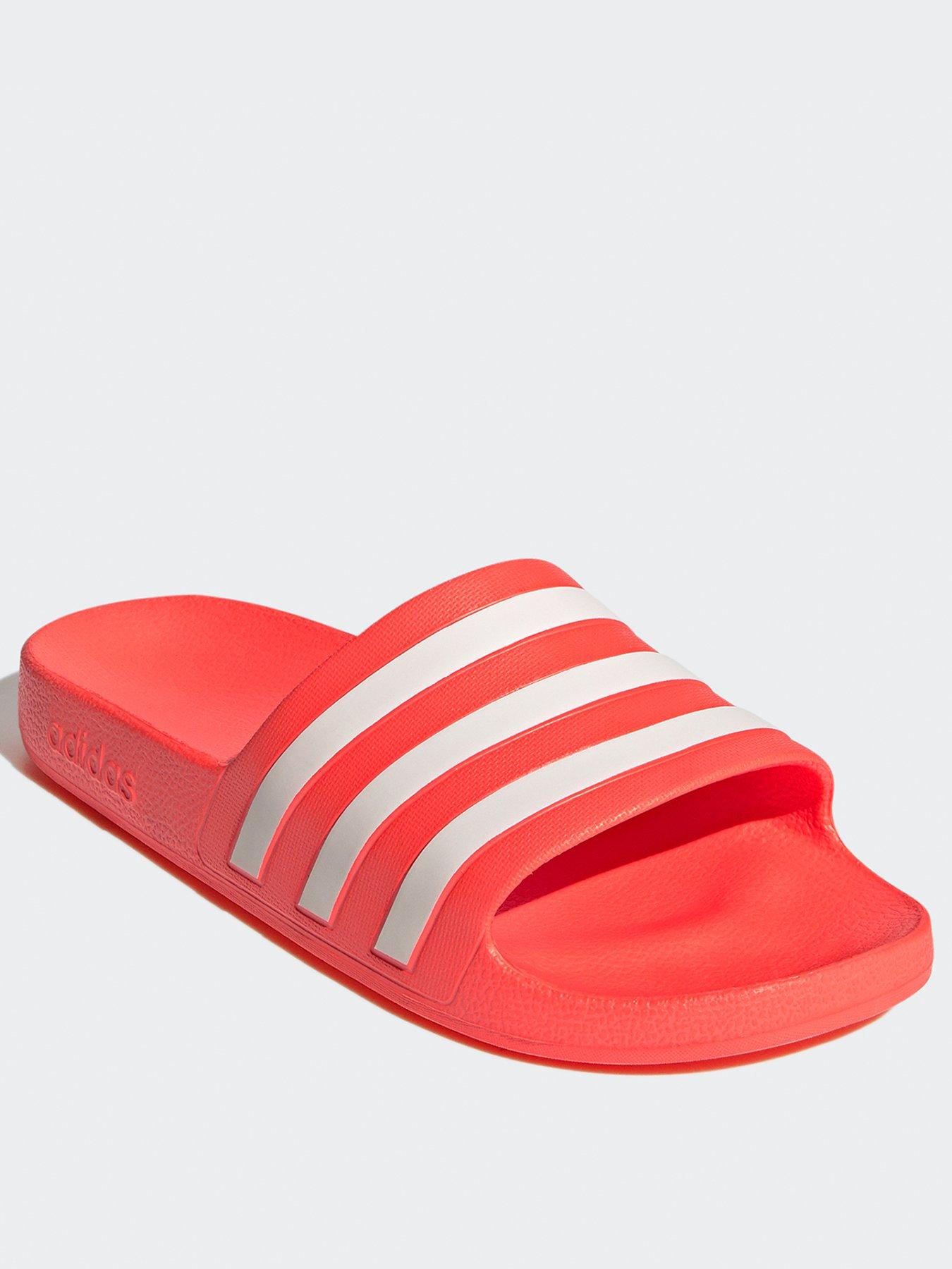 Red adilette slides sales women's