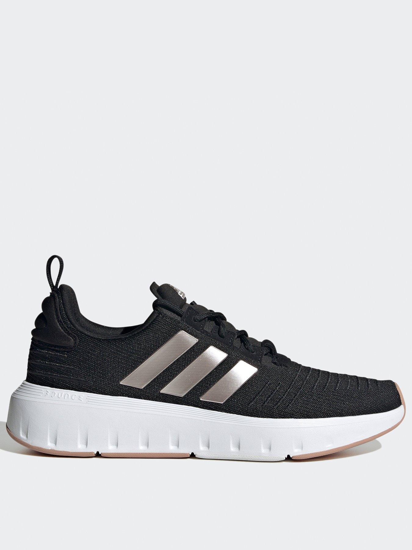 Black and white adidas running shoes best sale