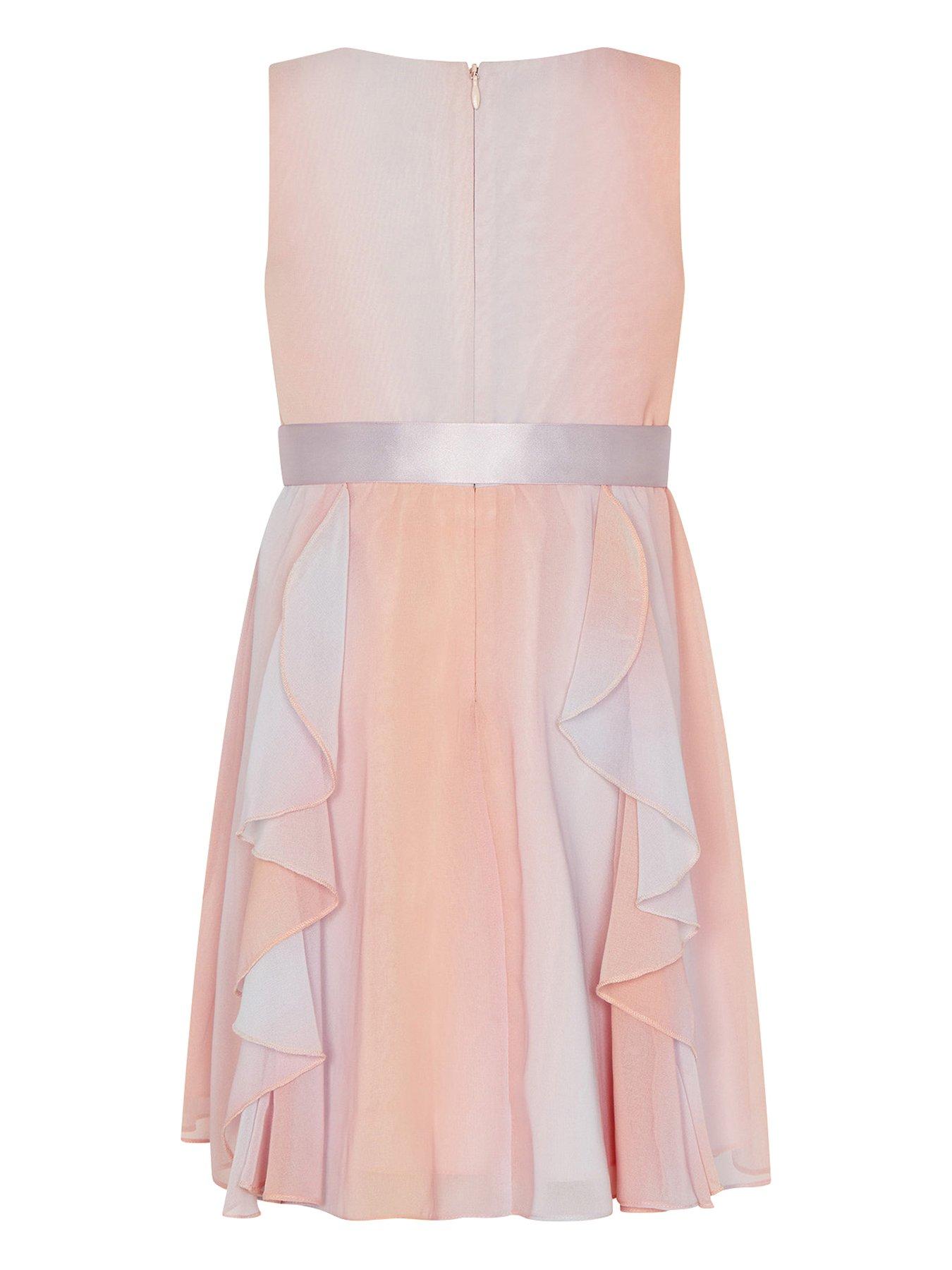 Monsoon Girls Oula Rainbow Ombre Ruffle Dress Multi very.co.uk