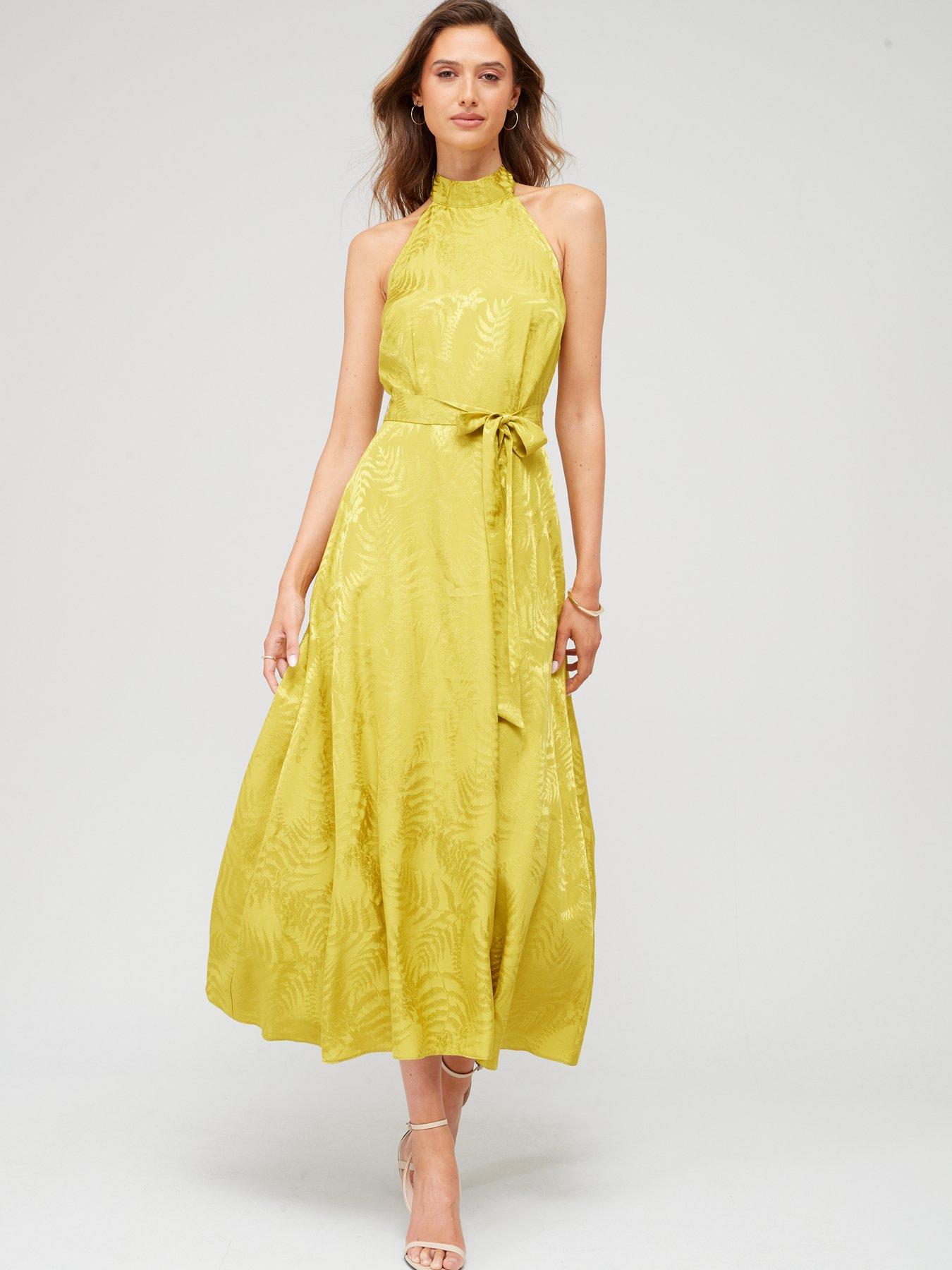 Yellow Halterneck Cowl Dress – AX Paris