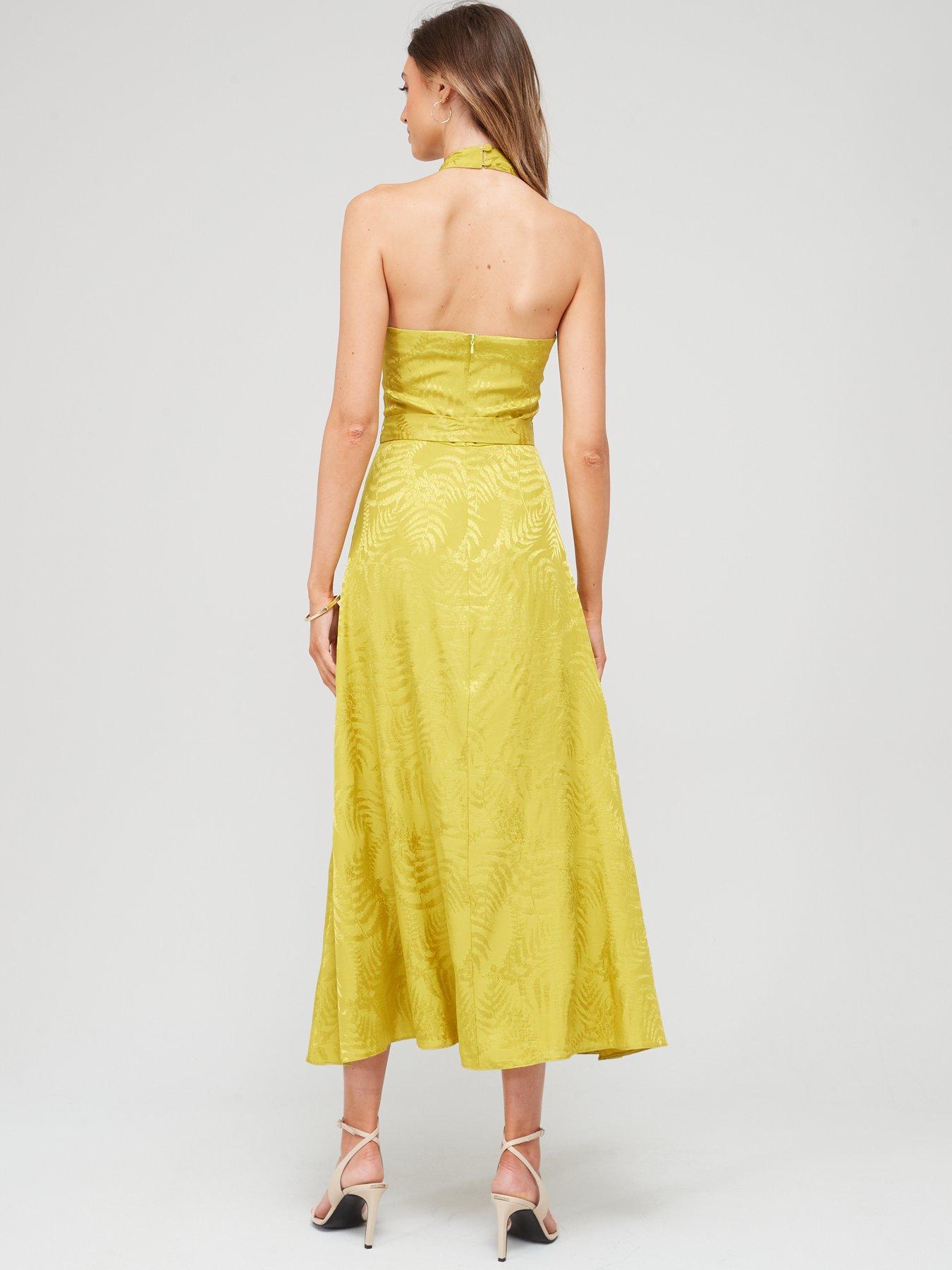 Yellow Halterneck Cowl Dress – AX Paris