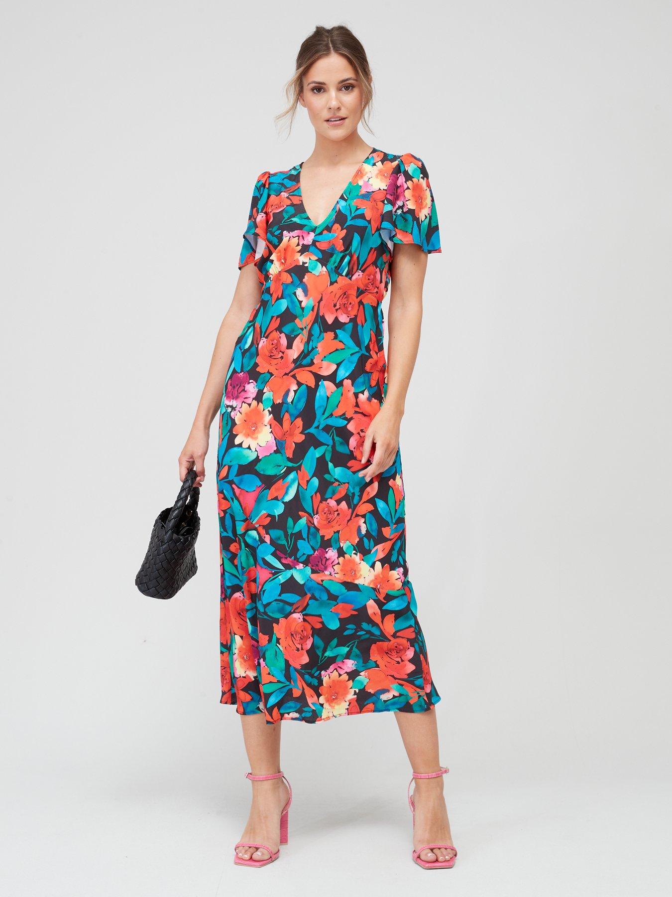 Rose print 2024 midi dress